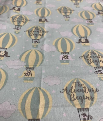 FQ Adventure Begins Baby Green Yellow Gray elephant Cotton Fabric Fat Quarter - image 1 of 4