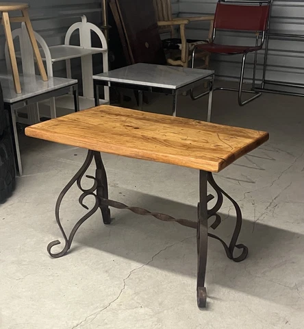 Vintage Rustic Wrought Iron Coffee Side Table Mexico Cover