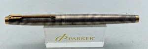 VINTAGE PARKER 75 SOLID SILVER CISELE FOUNTAIN PEN FLAT TOP 14K GOLD NIB / U033 - Picture 1 of 9
