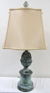 Vintage Bronze Acorn on Pedestal 31" Table Lamp with Lampshade - Picture 1 of 11