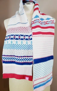 Joules Scarf Knit Neck Warmer Pink Blue Red Silver Metalic Stripe 7"x 47" Child - Picture 1 of 5