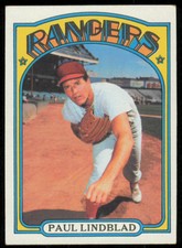 1972 TOPPS PAUL LINDBLAD TEXAS RANGERS #396 EX