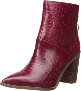 Women’s Franco Sarto L Mack Red Ankle Boots Size 6M, Color Wine Crocodile.       - Picture 1 of 7