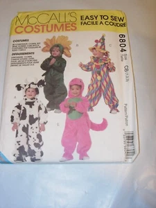 TODDLER UNCUT MCCALLS 6804 Sewing Pattern COW CLOWN DINOSAUR COSTUME SIZE 1 2 3 - Picture 1 of 3