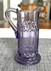 Vintage Westmoreland Ball and Bar Amethyst Starburst Pattern Cream Pitcher - Picture 1 of 2