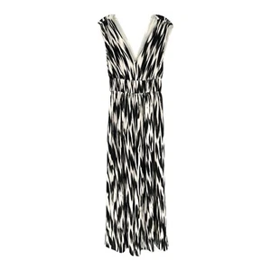 Banana Republic Cascade Silk Maxi Dress Womens Size Small Black Ivory Flowy NEW - Picture 1 of 12
