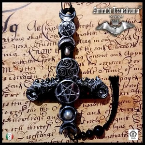 croce ciondolo talismano amuleto pendente wicca triscele pentacolo magia druidi - Picture 1 of 12