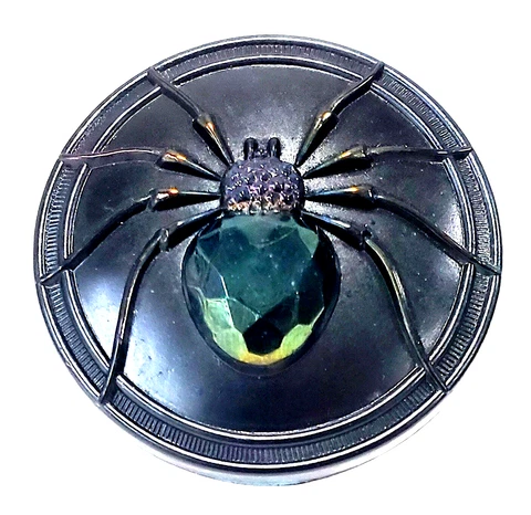 XL Vintage Black Glass Spider Insect Button with Iridescent Body 1&5/8" Cover