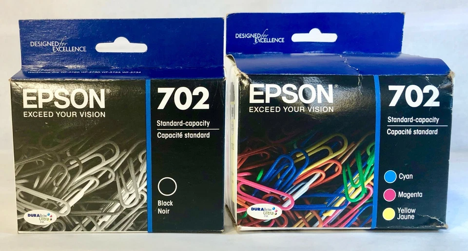 2023 Genuine OEM Epson 702 Cyan Yellow Magenta Combo T702520 C13t344520