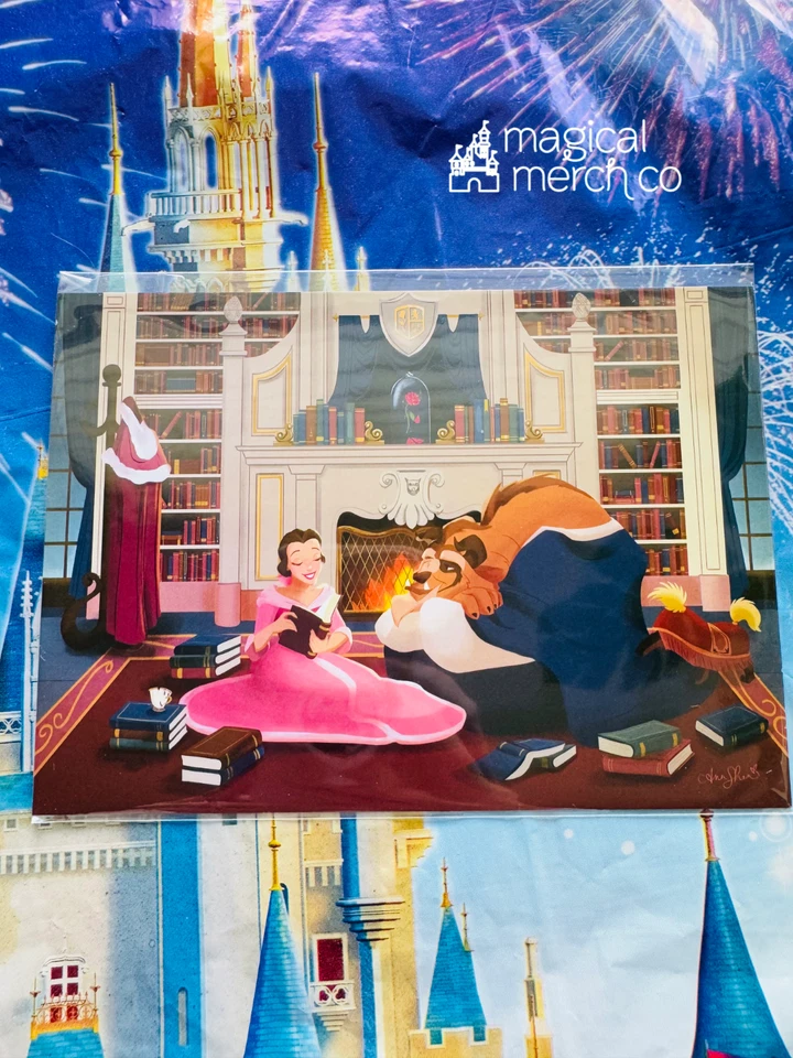 Tarjeta postal de regalo de Disney Ann Shen 2025 La Bella y la Bestia 5x7" Foto 1 de 1
