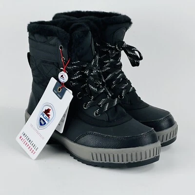 Pajar Canada Women Waterproof Outdoor Faux Fur Black Winter Boots Size 6-6.5 NWT - Image 1 of 4