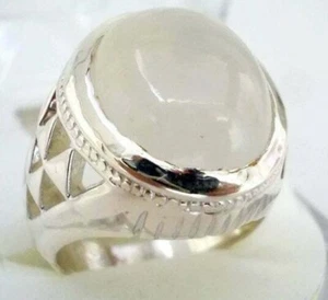 Mondstein Herren Ring Größe 9 Sterling 925 Silber Handarbeit Herrenringe Dur Al Nadschaf - Bild 1 von 5