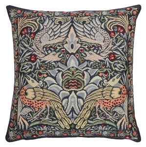 Hines of Oxford William Morris Peacock and Dragon Blue Tapestry Cushion 18"  - Picture 1 of 5