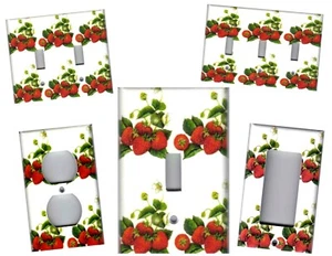 STRAWBERRIES WITH BLOOMS KITCHEN HOME DECOR LIGHT SWITCH PLATES AND OUTLETS - Picture 1 of 31
