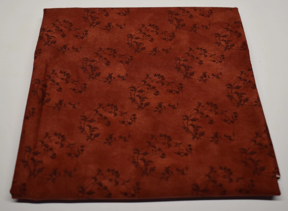 25" x 42" FLORAL TRAILS moda fabric FORGET ME NOT 1850-1890 rust red burgundy - Image 1 of 2