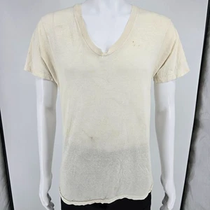Distressed Vintage 1990s Hanes Single Stitch Blank Thin Cotton T-Shirt (M) - Picture 1 of 11