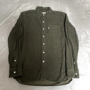 Camicia Levi's velluto a coste verde uomo taglia media ago cordoncino tasca cotone bottoni - Foto 1 di 14