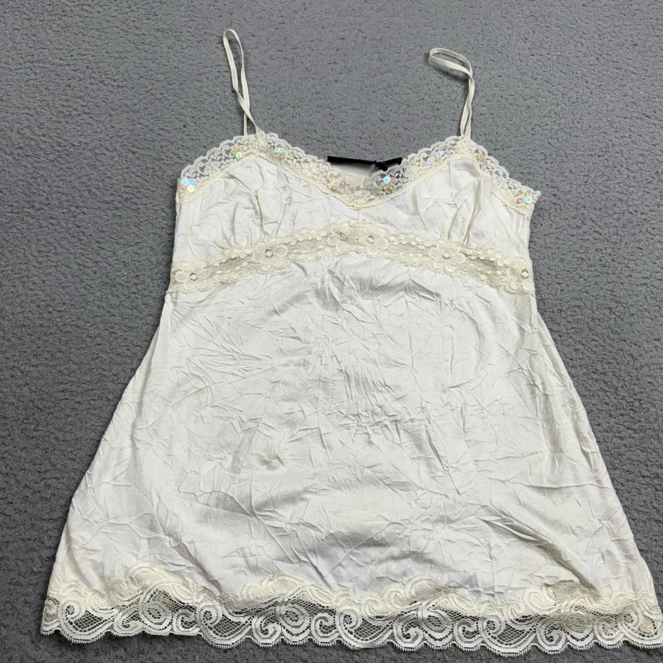 Camisa Dkny Mujer Pequeña Blanca Floral Corte Y2K Foto 1 de 4