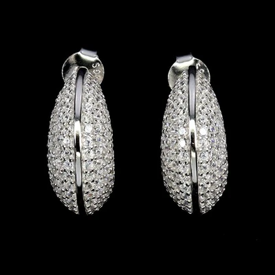 925 Sterling Silver Earrings Round Simulated Cz Gemstone Jewelry - Image 1 of 4