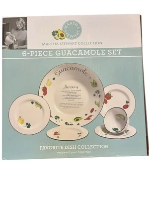 Martha Stewart Collection Guacamole Juego de 6 Servware con Receta Tazón Aguacate Foto 1 de 4