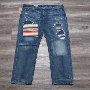 Polo Ralph Lauren Mens 46x30 Hampton Relaxed Straight Patchwork Jeans $408 - Picture 1 of 14