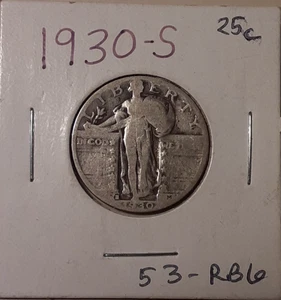 1930-S Standing Liberty Quarter San Francisco Mint 90% Silver 25c coin (#53-RB6) - Picture 1 of 3