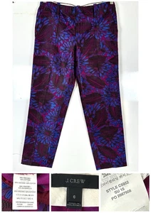 J. Crew Women's Sz 6 Garden Pant in Midnight Floral Jacquard Blue/Purple - Picture 1 of 12