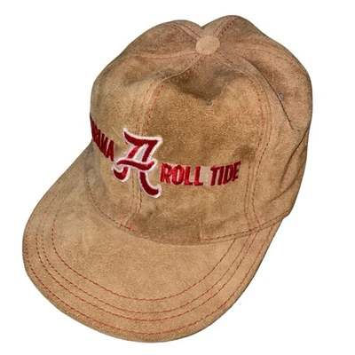 De colección Años 80 Alabama Carmesí Marea Gamuza Cuero Sombrero Gorra Roll Tide Hecho en EE. UU. Raro Foto 1 de 4