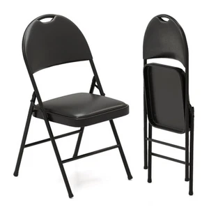 Folding Chairs Padded Party Chairs PVC Leather Stackable Chairs - Picture 1 of 11