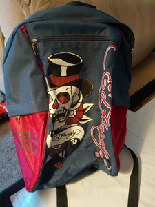 Don ED HARDY Calavera Sombrero Unisex Cremallera Regreso a la Escuela Mochila Y2K - Imagen 1 de 6