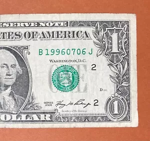 1996 July 6 ( B 19960706 J ) Birthday Note $1 One Dollar Bill - Picture 1 of 3