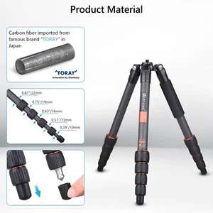 Trípode de viaje compacto ligero para cámara de fibra de carbono 52" carga 11 lb/5 kg - Imagen 1 de 9