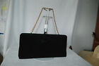Vintage Black Fabric Evening Purse/Clutch With Gold Clasp/Chain - Unbranded