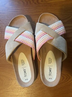 Tom’s Honey Suede Woven Paloma Slip On Sandal Womens 10 - Изображение 1 из 3