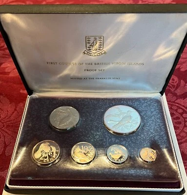 1973 Primeira Cunhagem das Ilhas Virgens Britânicas Prata Franklin Estado Perfeito Conjunto de Prova - Imagem 1 de 4