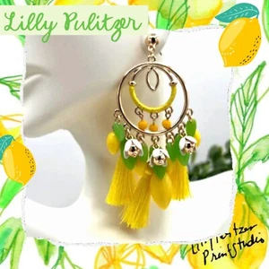 ORECCHINI Lilly Pulitzer 💛Orecchini Limone Goccia Nuovi con etichette Giallo LEMON STATEMENT 💛 - Foto 1 di 3