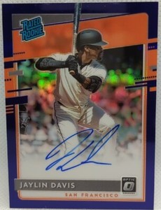 JAYLIN DAVIS 2020 Donruss Optic Rated Rookies RC AUTO Purple SP /125 Giants Mets