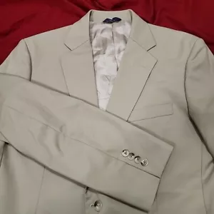 Brooks Brothers 346 Blazer Sport Coat Jacket Tan Beige Cotton Blend Mens 40R - Picture 1 of 11