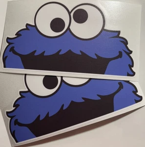 Pair JDM Drift Cookie Monster 7" Wide Vinyl Decal Sticker Funny Car Truck Suv - Picture 1 of 2