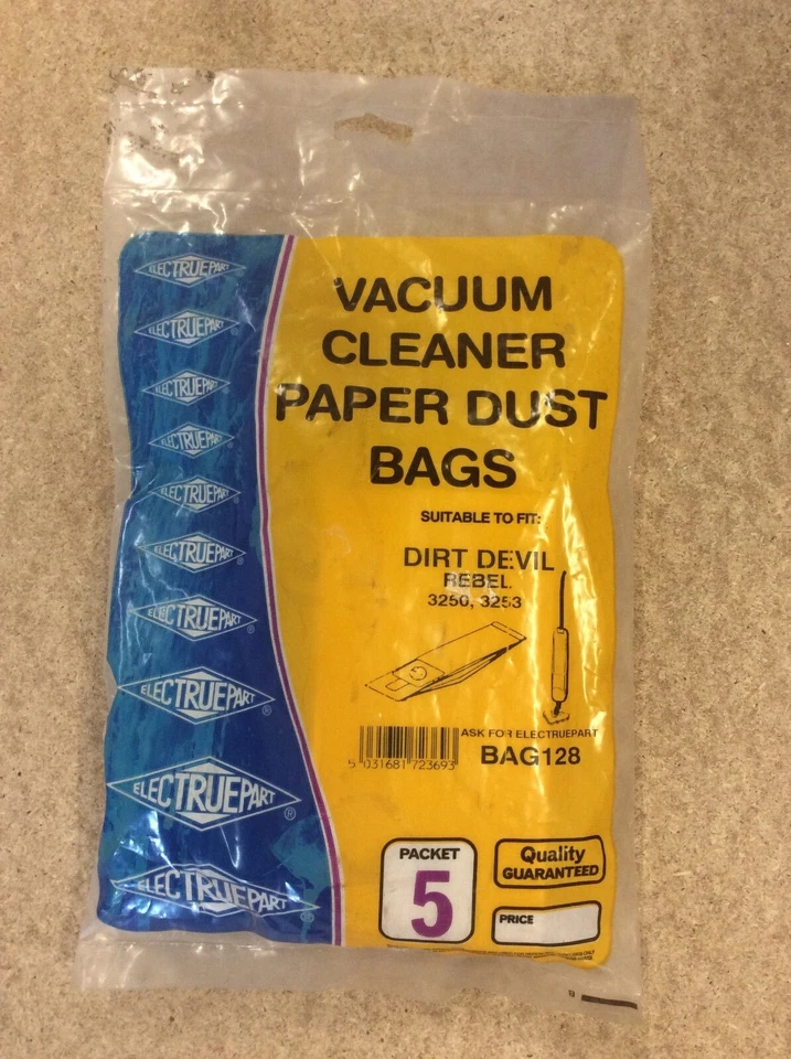 5 Vacuum Cleaner Bags, Vintage Dirt Devil Rebel 3250 3253 BAG128 Electrue - Image 1 of 1