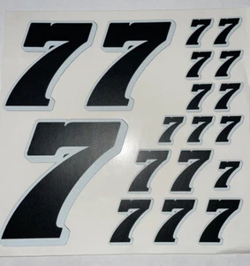 Matte Black-w/ White Outline/Shadow #7’s Racing Numbers Vinyl Rc Box L3 - Picture 1 of 10