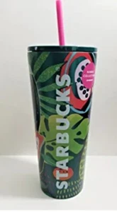 2020 Starbucks Hawaii Palm Leaf Tropical Inox 24 oz gobelet + CADEAU GRATUIT - Photo 1/3
