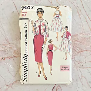 Simplicity 2407, 50s Dress/Jacket, Sz 14/34/36, Complete, Vintage Sewing Pattern - Picture 1 of 2