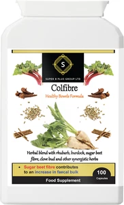 Colfibre Colon Cleanse - Bloating/Constipation - 100 Vegan Caps with Sugar Beet - Picture 1 of 14