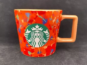 Starbucks Summer Red Orange Peach Hibiscus Floral Tropical Mug Cup 14oz. GUC - Picture 1 of 8