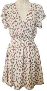 Ivory Ice Cream Print Dress M Rockabilly Y2K Girlhoodcore Sweet Playful V-Neck - Picture 1 of 13