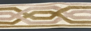 Fabricut Beige Gold Velvet Embroidery Trim Tape By The Yard - Picture 1 of 7
