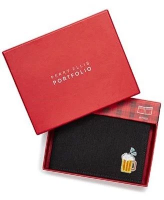 Perry Ellis Men's Emoji Canvas Bifold Beer Wallet, Black in Box WP39001 - Image 1 of 3