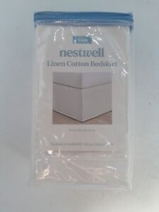 Nestwell linen cotton  Bedskirt 15in Drop Twin White 39in X 75in