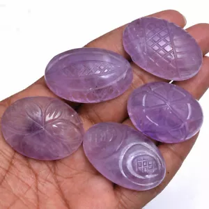 541 Cts Natural Amethyst Untreated Carving Huge Size 36mm-43mm Loose Gemstones - Picture 1 of 2
